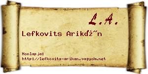 Lefkovits Arikán névjegykártya